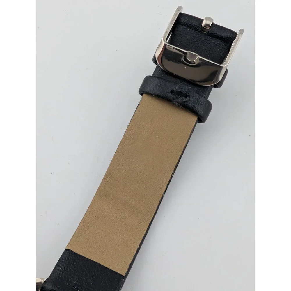 Time & Tru Watch Women MOP Dial Crystal Accent Black/White Floral Band- Working